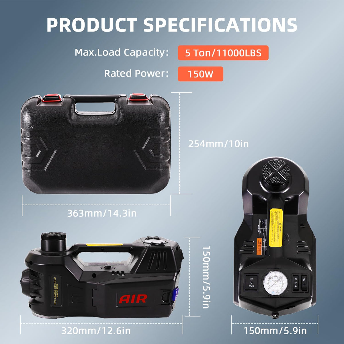 FEANISIFEI used roadside at night showing combined lift and inflate convenience benefit