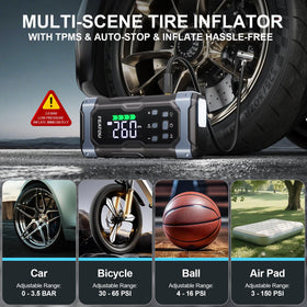 Featou bright 3.3-inch LCD compressor display showing pressure readout for fast inflation