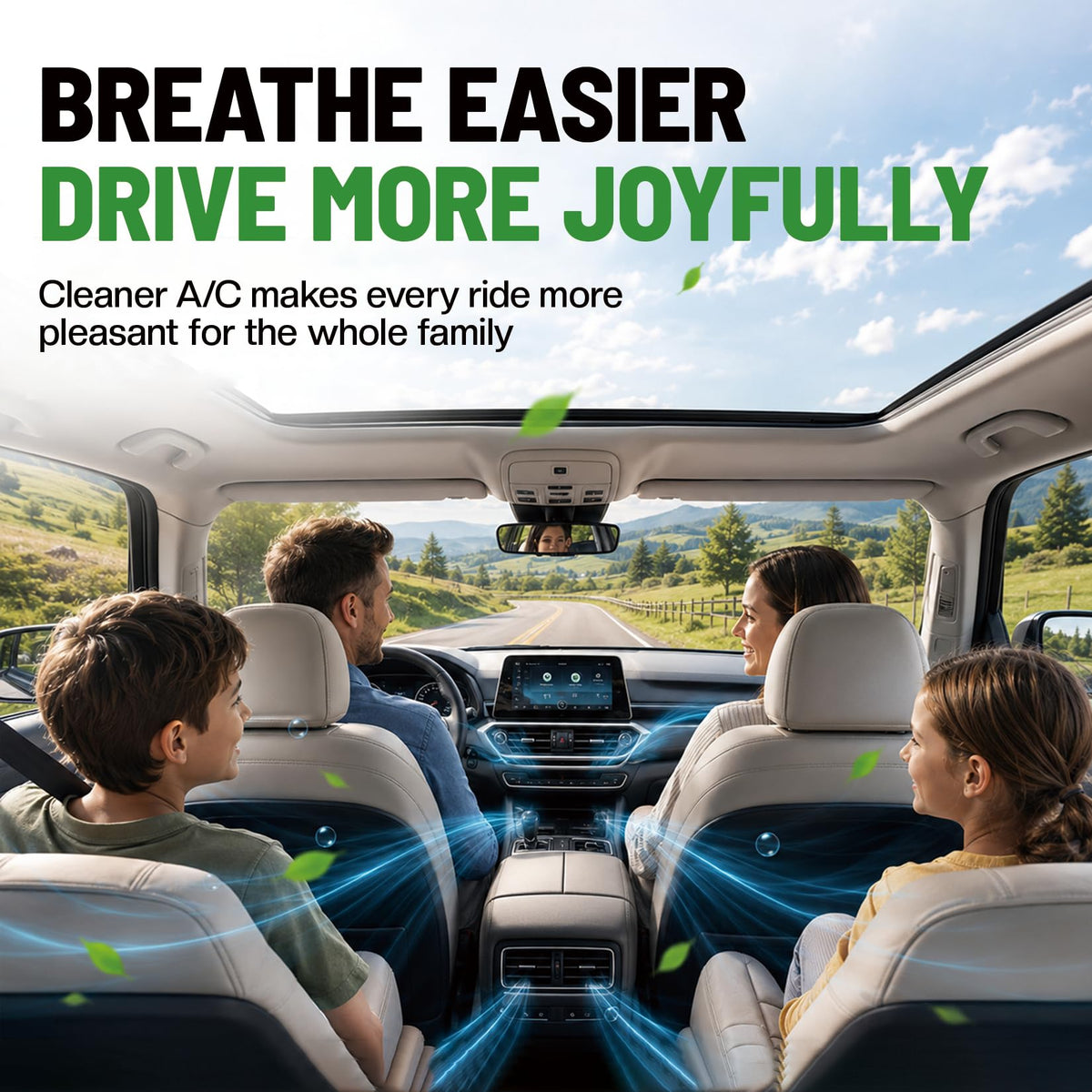 featrity in a ride-hailing car showing fresh-smelling interior benefit