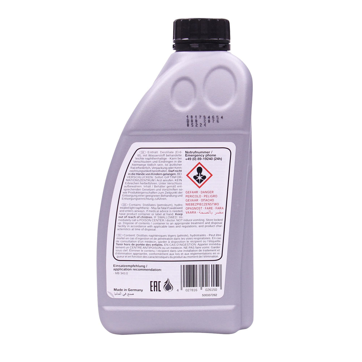 febi bilstein close-up pour spout and texture of yellow hydraulic fluid for clean, accurate refills