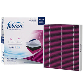 Febreze cabin filter front packaging showing fitment and benefit of fresher air