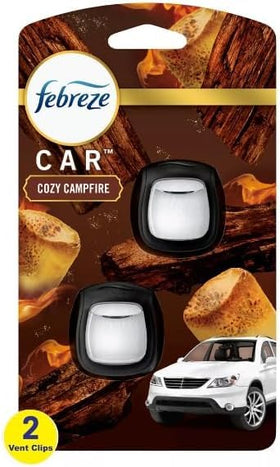 Febreze clip installed on car vent demonstrating even scent distribution