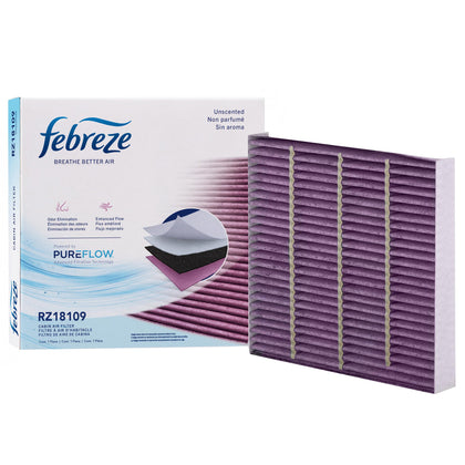 Febreze front packaging showing model RZ18109 and benefits