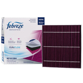 Febreze front packaging showing model and benefits for fresh cabin air