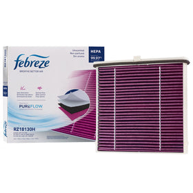 Febreze front packaging showing filter and branding benefits