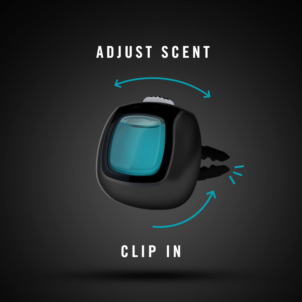 Febreze vent clip in car interior lifestyle shot enhancing drives with consistent freshness