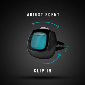 Febreze vent clip in car interior lifestyle shot enhancing drives with consistent freshness