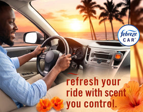 Febreze multiple clips placed around car interior for layered, consistent fragrance coverage