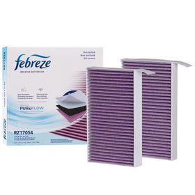 Febreze PUREFLOW front packaging showing model fit and benefit