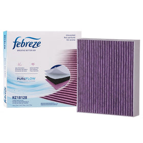 Febreze PUREFLOW front packaging showing product name and fitment benefit