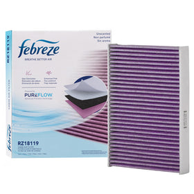Febreze PUREFLOW front packaging showing filter and benefits