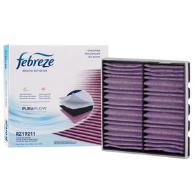 Febreze PUREFLOW front packaging showing model and fitment benefits