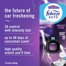 Febreze clip installed on car vent dispersing fragrance for odor control