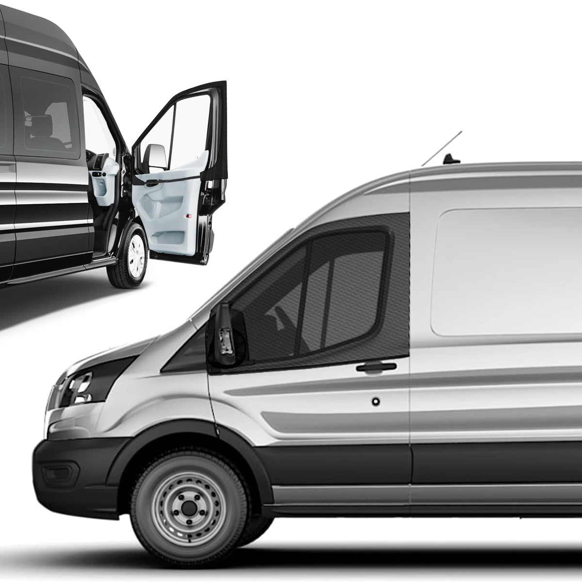 Federedevo front door screen on Ford Transit showing insect protection benefit