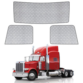 Federedevo windshield fit on Peterbilt front showing full coverage and cooling benefit