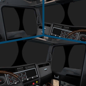 Federedevo installed windshield shade inside Kenworth cab reducing glare