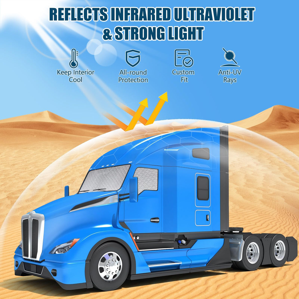 Federedevo sun shade in parked truck demonstrating cooler interior