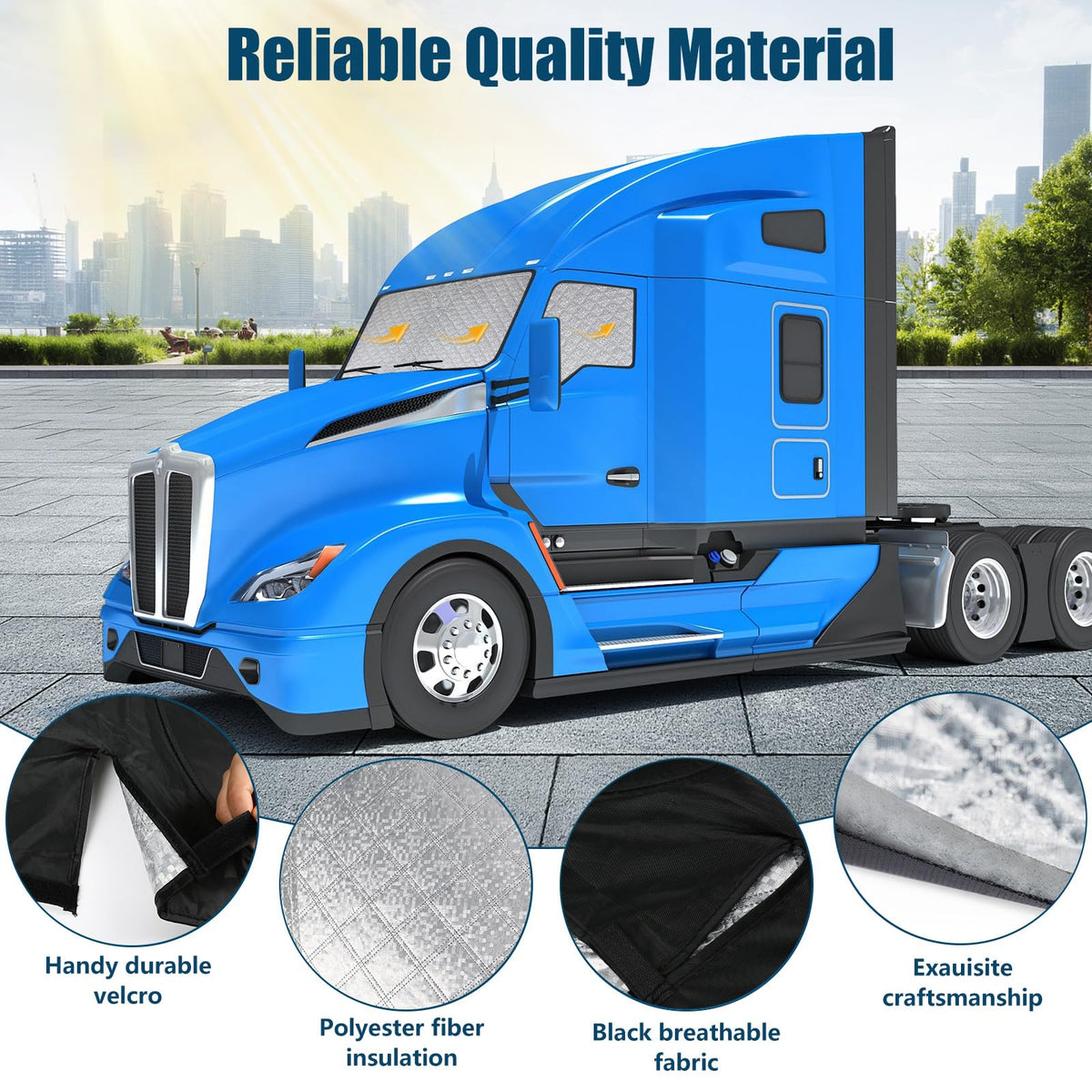 Federedevo side panels fitted to Kenworth door window for full coverage