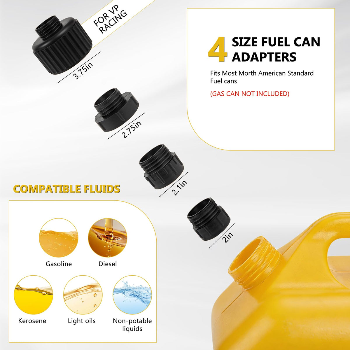 FEEDRON four adapters lined up to fit common North American cans