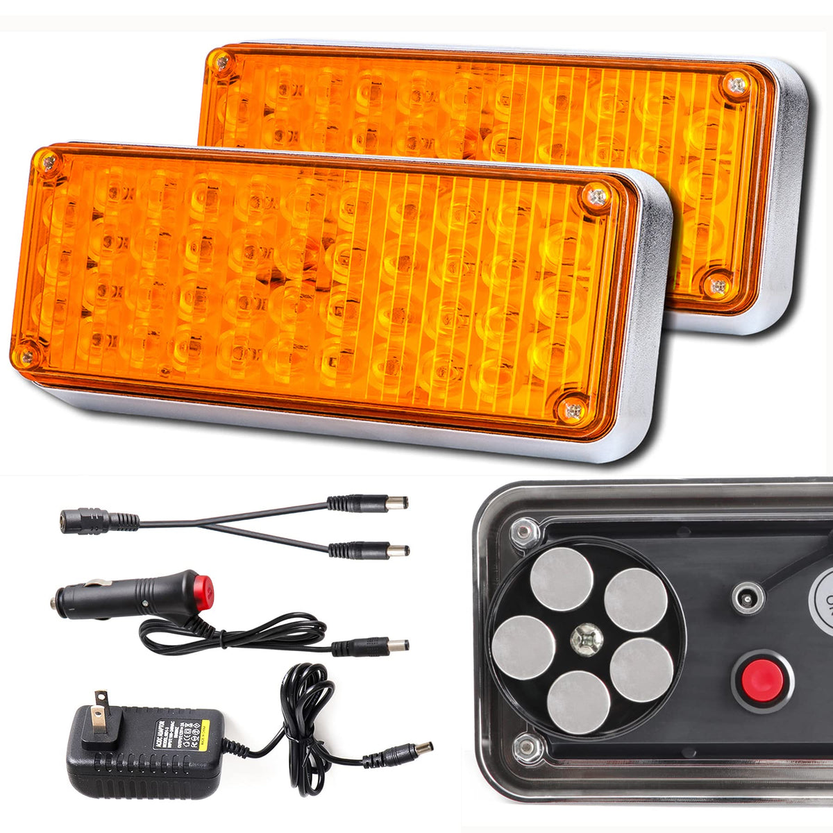 FEELOTAM front view showing amber strobe and lens for high visibility