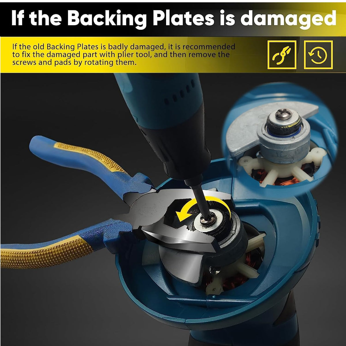 Feenynic backing plate installed on cordless buffer demonstrating secure fit and balance