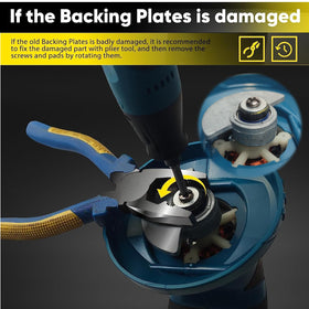 Feenynic backing plate installed on cordless buffer demonstrating secure fit and balance