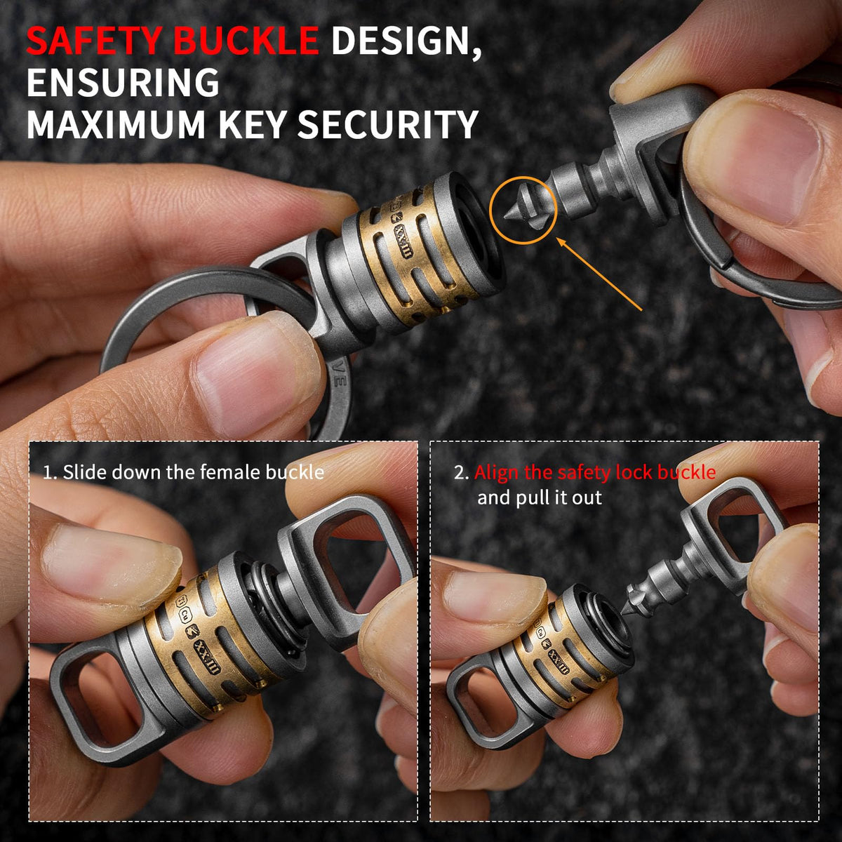 FEGVE 360° swivel demonstration preventing key tangles for smooth rotation