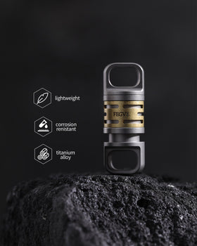 FEGVE built-in cutter close-up for quick package opening on the go