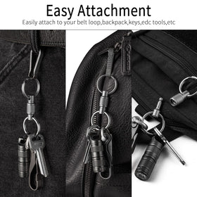FEGVE keychain next to keys and coin showing lightweight, pocket-friendly scale