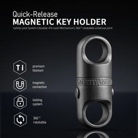 FEGVE beside coin for scale illustrating lightweight titanium convenience