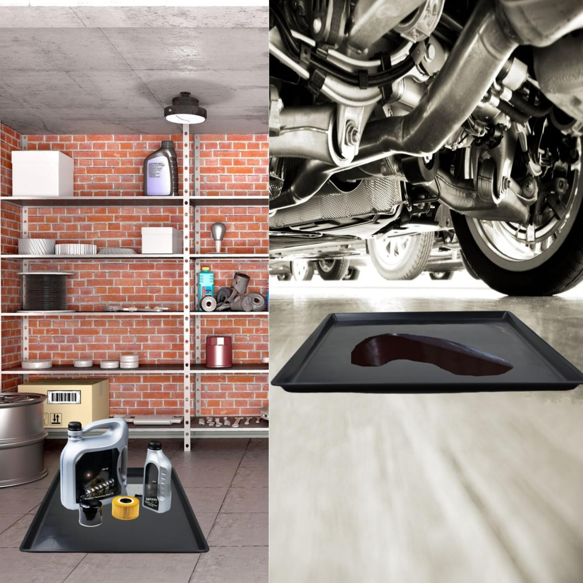 FEICHANGHAO tray protecting a garage floor from oil drips and stains
