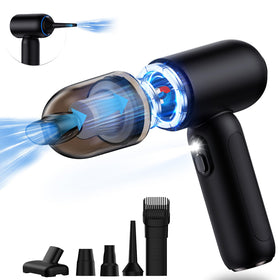 Feiltik front view of handheld vacuum showing compact design and controls, easy portability