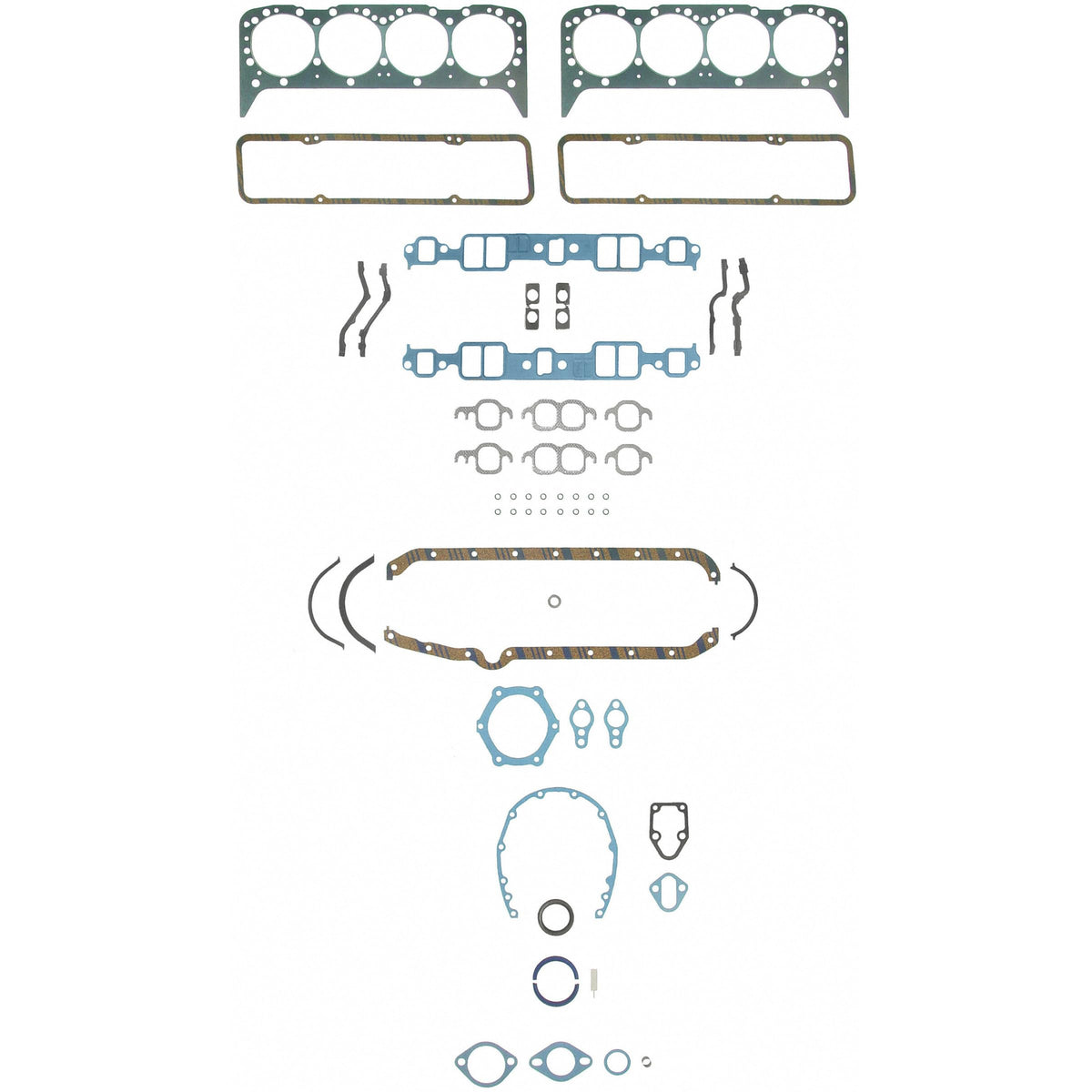 Fel-Pro front packaging showing full gasket kit and organized components for quick identification and reliability