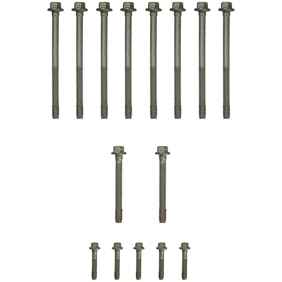 Fel-Pro ES 72173 front view of bolt set showing complete kit and correct hardware