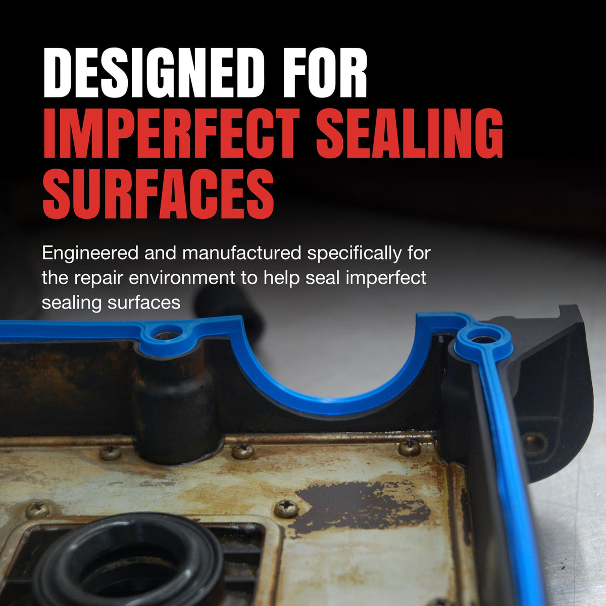 Fel-Pro close-up of rubber profile showing durable sealing compound