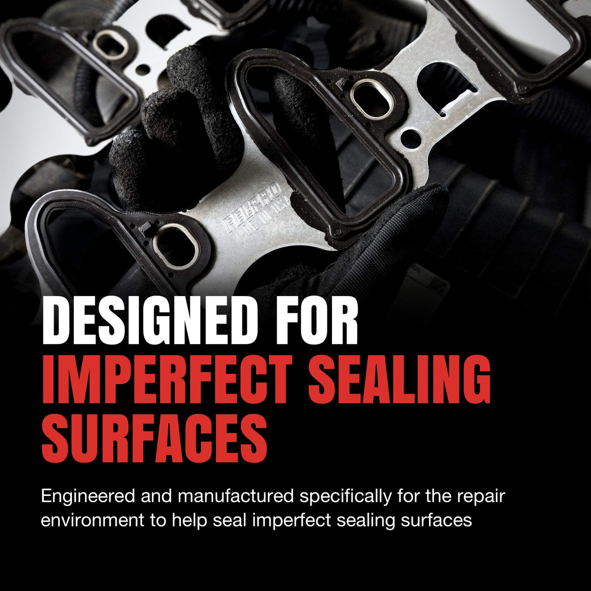 Fel-Pro close-up of molded rubber sealing bead providing improved leak resistance