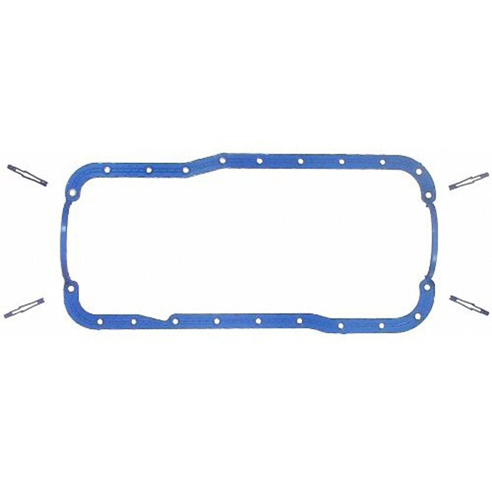 Fel-Pro oil pan gasket front view showing gasket shape and durable sealing benefits