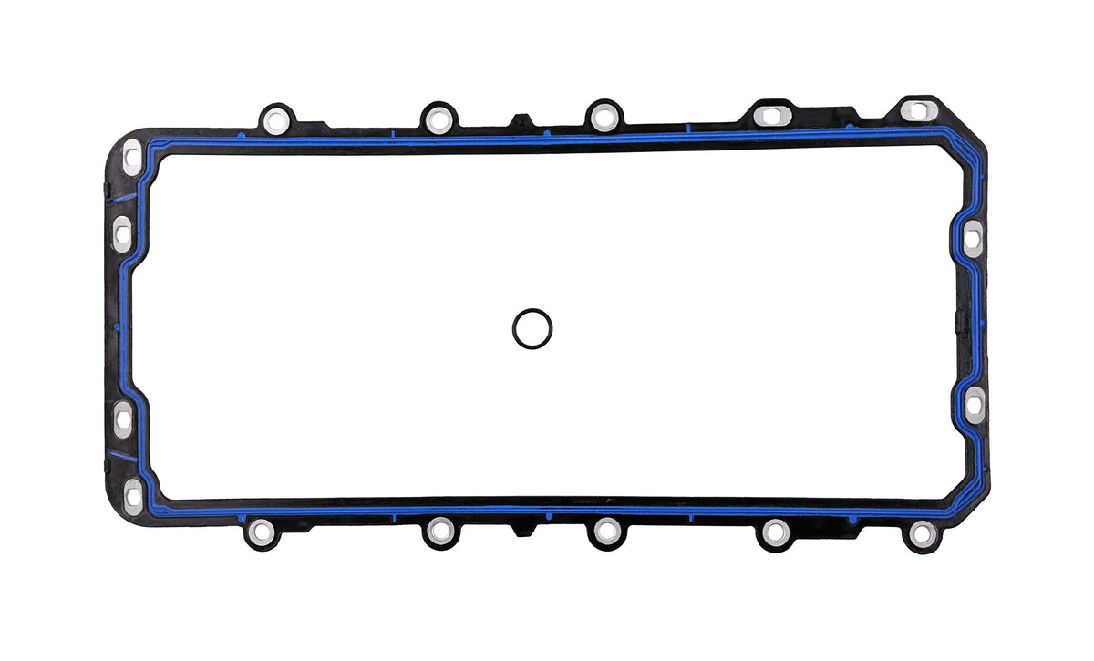 Fel-Pro oil pan gasket front packaging showing kit contents and benefit of complete repair
