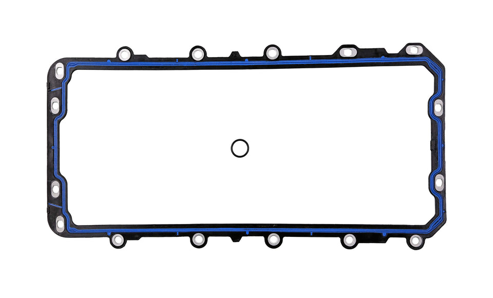 Fel-Pro oil pan gasket front packaging showing kit contents and benefit of complete repair