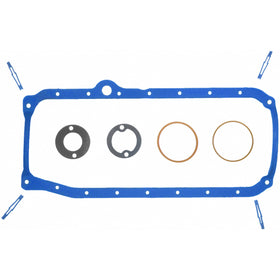 Fel-Pro oil pan gasket front packaging showing complete kit and benefit of included parts