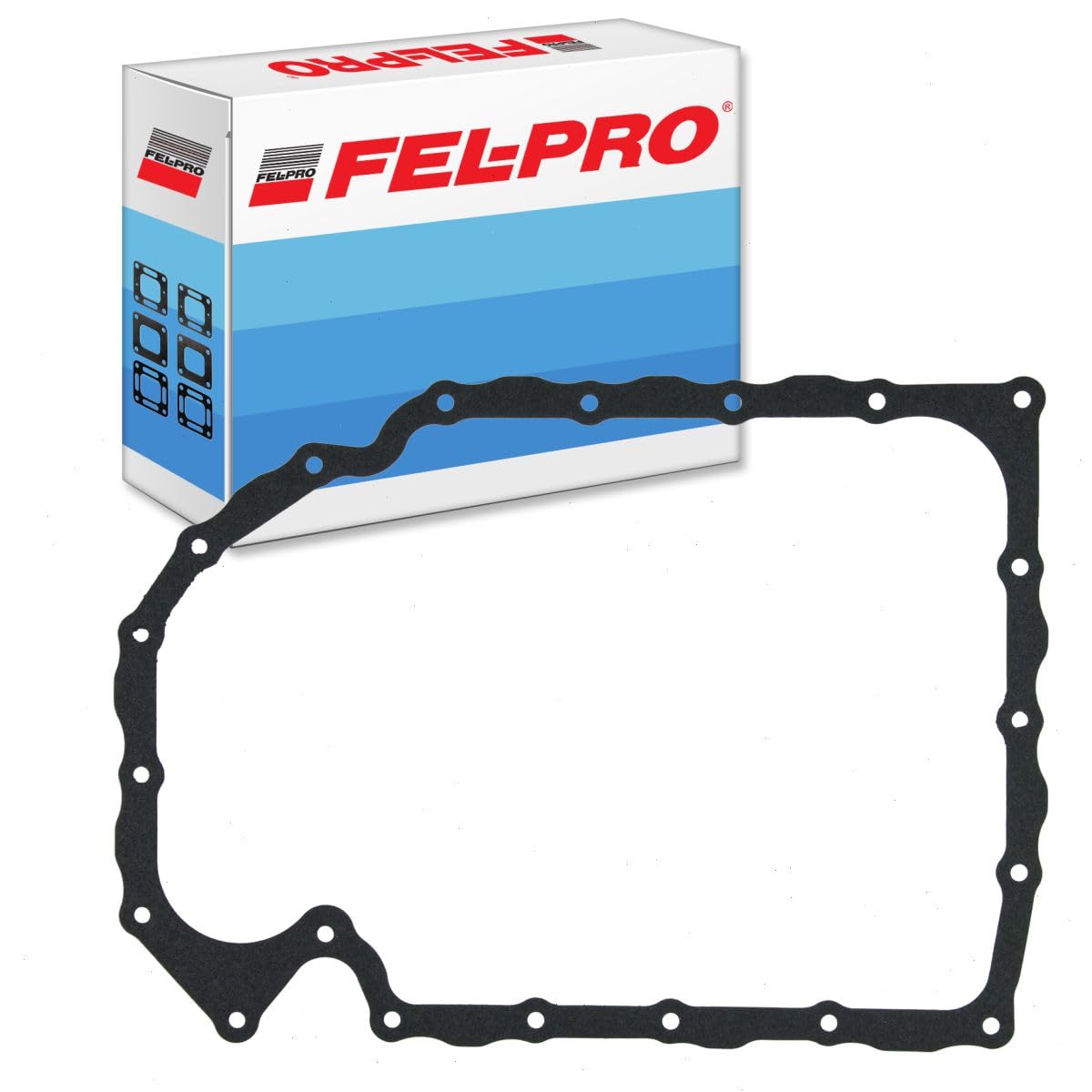 Fel-Pro oil pan gasket front view showing full kit for reliable leak prevention