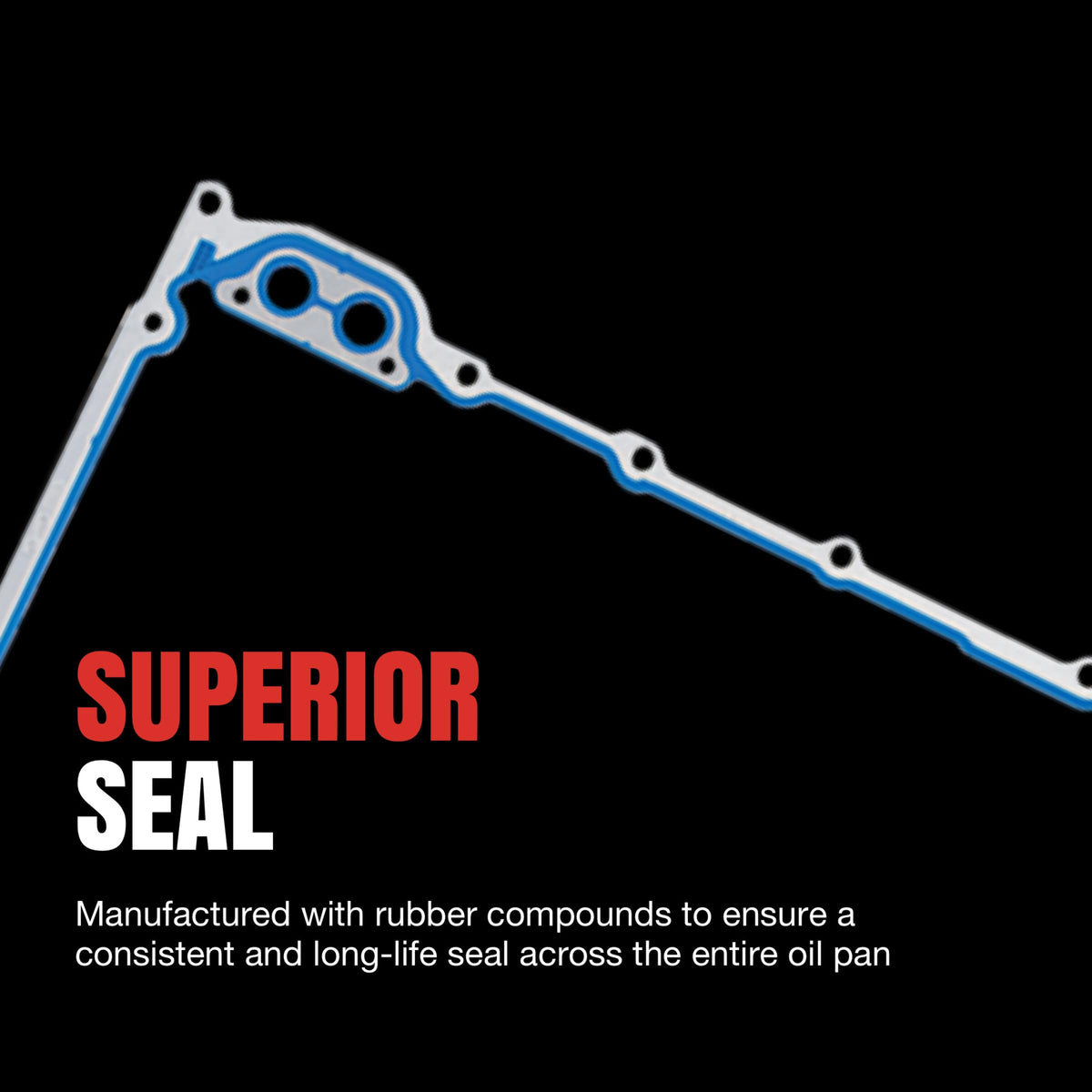 Fel-Pro oil pan SnapUps in hand illustrating easier installation and alignment benefit