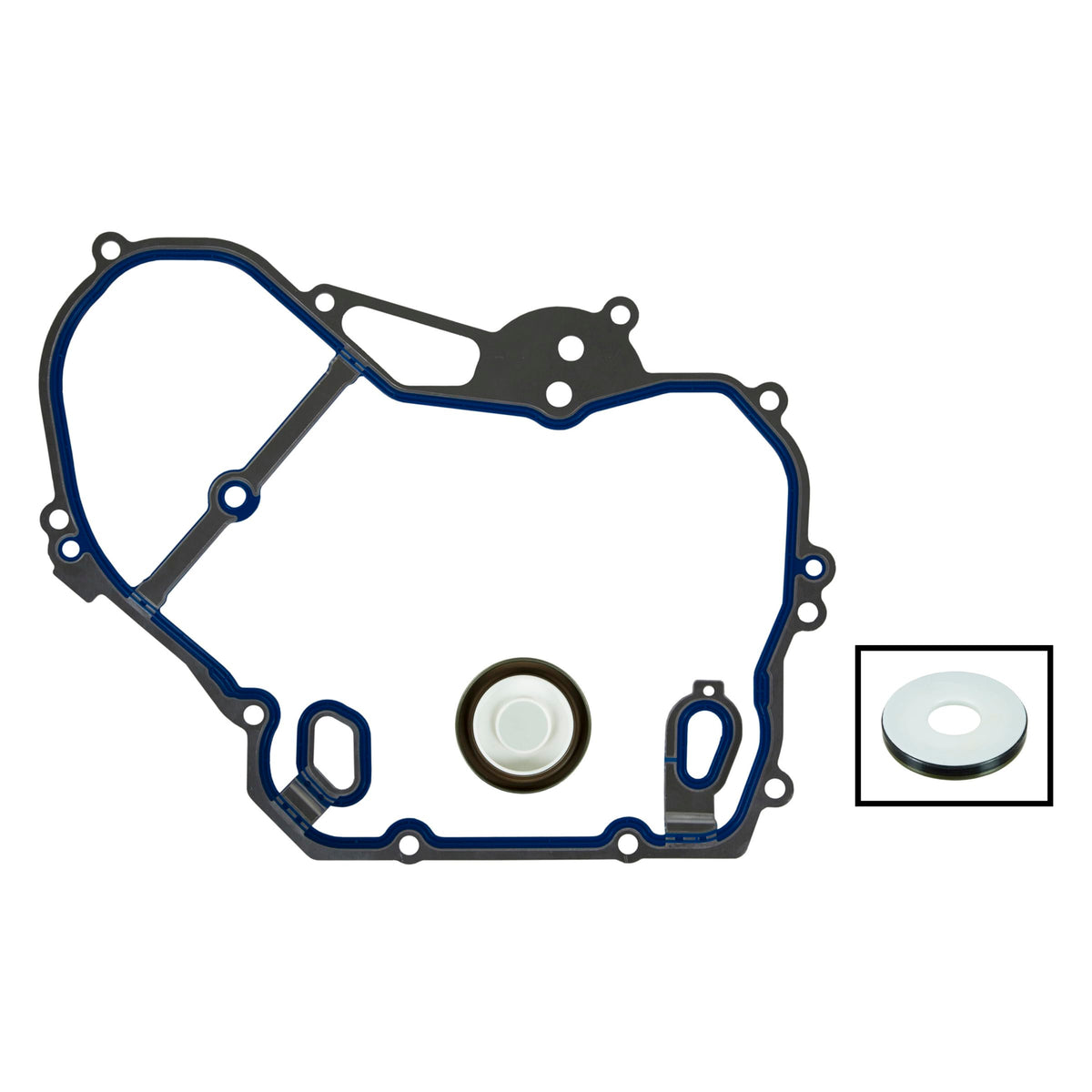 Fel-Pro timing cover gasket set front packaging showing fit and durability benefits