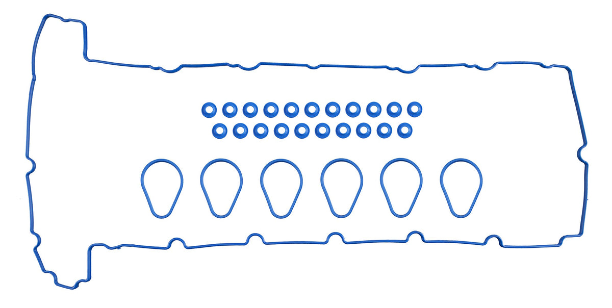 Fel-Pro valve cover gasket set front packaging showing kit contents and fitment benefits