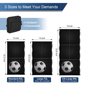 Femuar collapsed flat and folded compact for easy storage and portability
