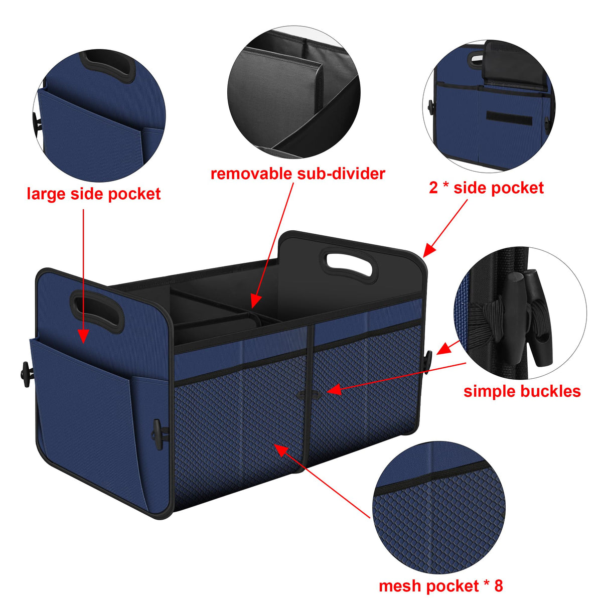 Femuar collapsed flat storage illustrating easy stowaway and space-saving benefit