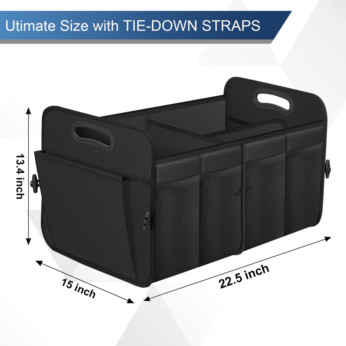 Femuar removable dividers and 11 pockets showing organization benefit