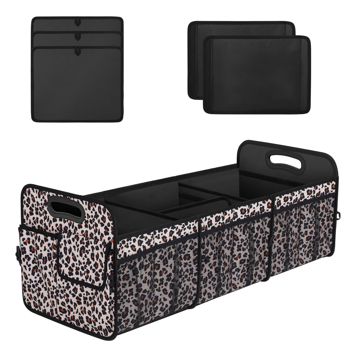 Femuar front view showing leopard print and large-capacity trunk organizer benefit