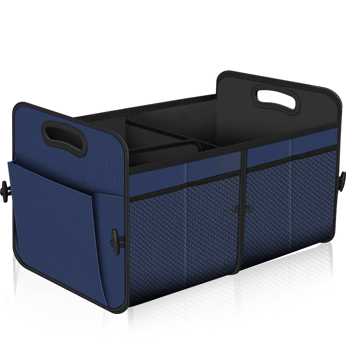 Femuar front packaging view showing large-capacity trunk organizer and benefit of neat storage