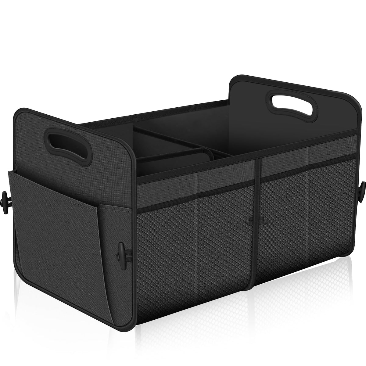 Femuar front view showing grey organizer and pocket arrangement for neat storage